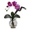 15&#x22; Purple Mini Phalaenopsis Silk Flower Arrangement in Fluted Vase 